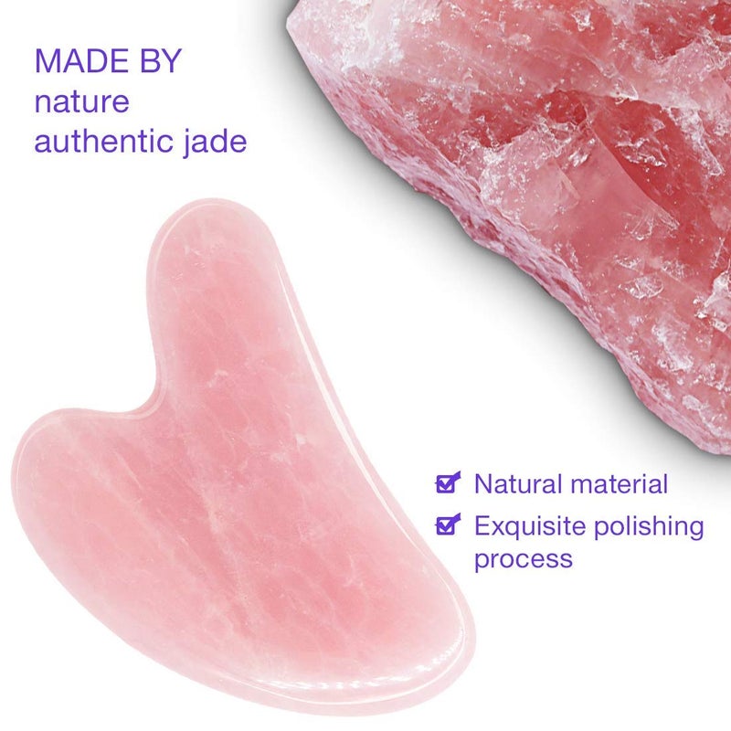 AOVIOANDY Gua Sha Massage Tool Rose Quartz Jade GuaSha Facial Tool, Gua-Sha Stone for Neck Body SPA Acupressure Scraping Massage Trigger Point Treatment - Image 4